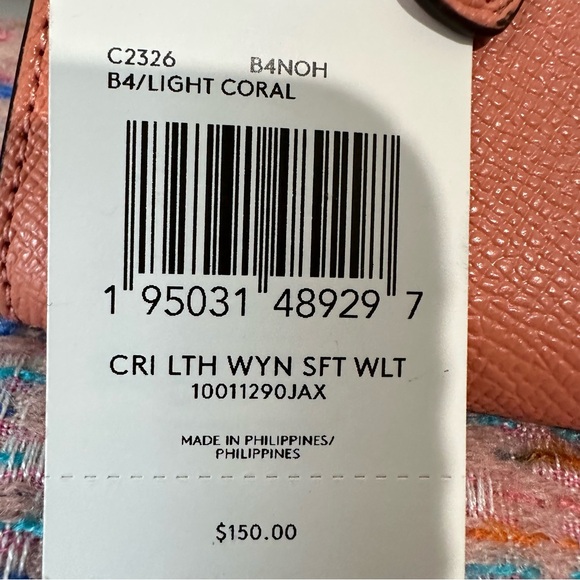 Coach Wyn Crossgrain Leather Light Coral Soft Wallet & French Connection Scarf - Picture 11 of 16